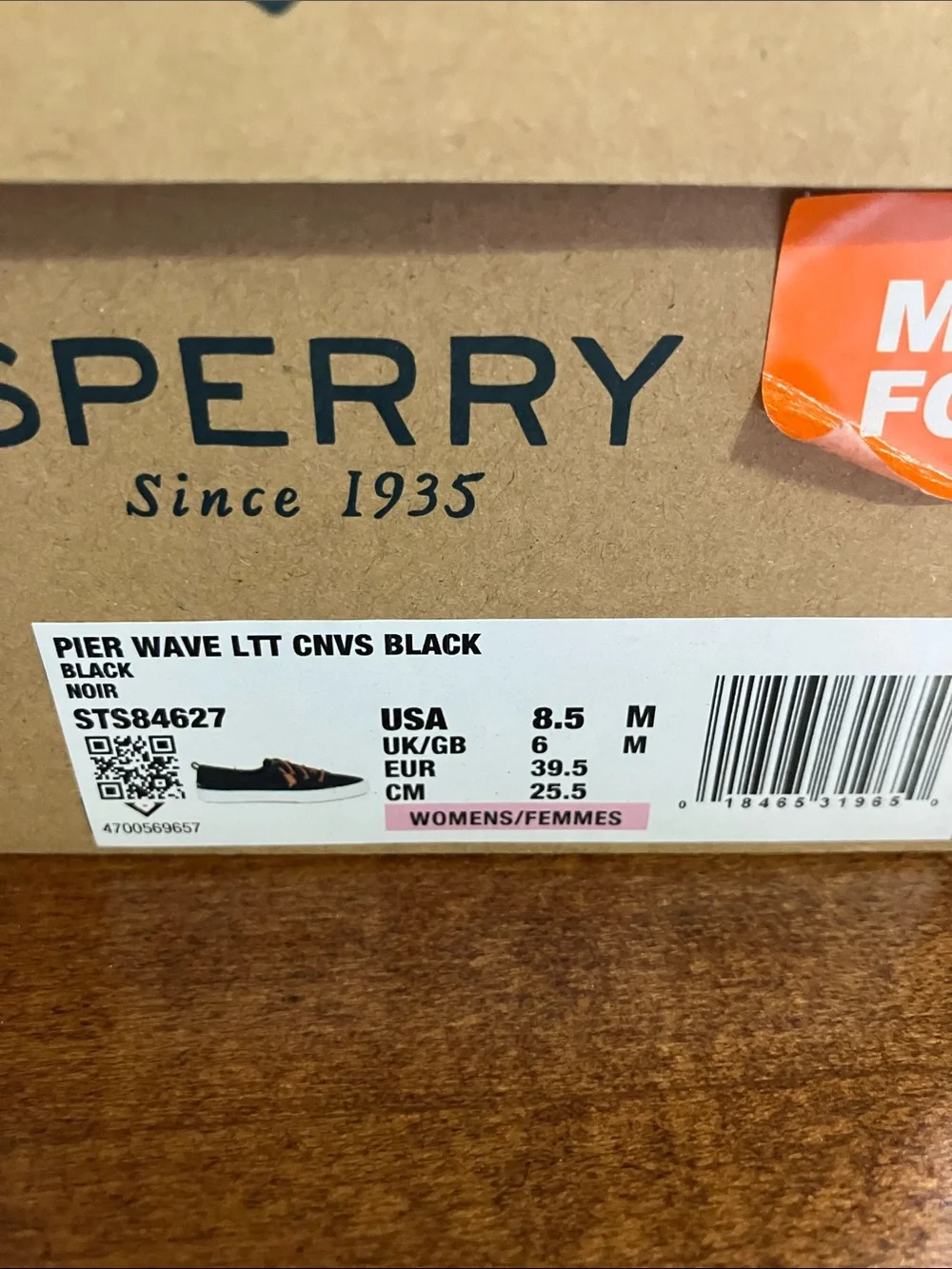 Sperry Black Canvas Sneakers with Brown Laces